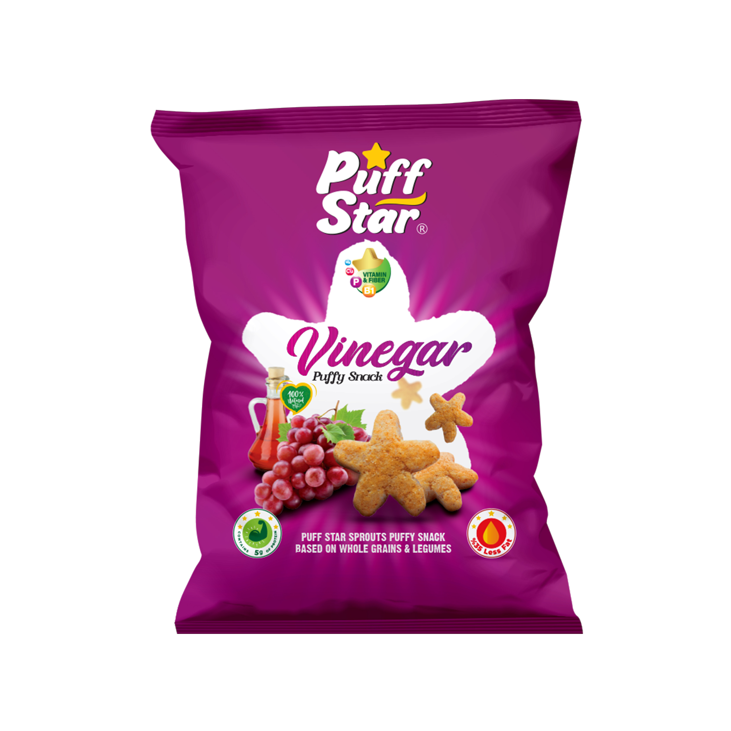 Sprouts puffy snack based on whole grain & legumes (Vinegar)