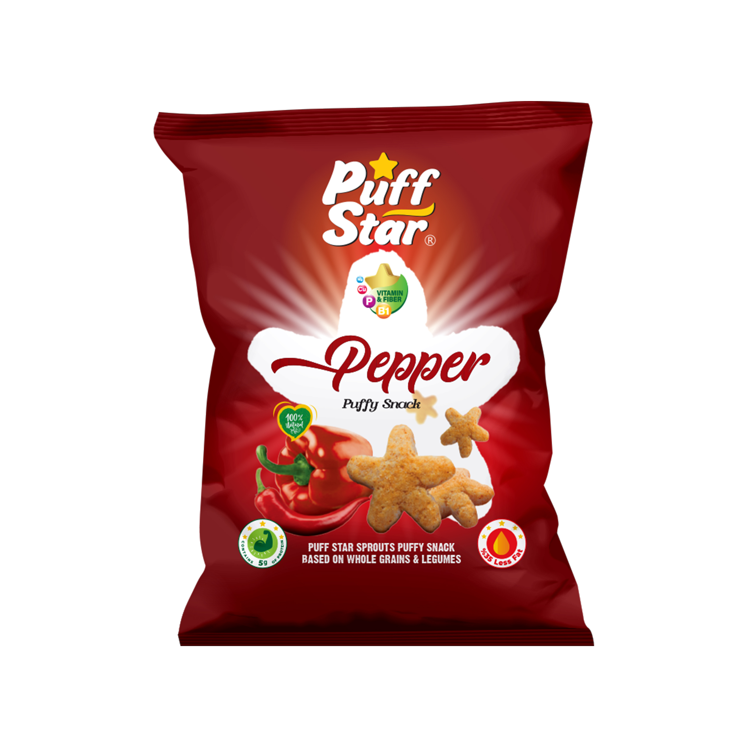 Sprouts puffy snack based on whole grain & legumes (Hot & Spicy)